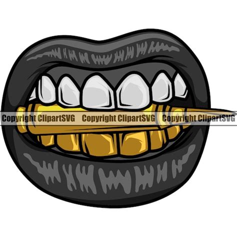 Gold Teeth Grill Grillz Lips Mouth Bite Bullet Thug Gangster Etsy