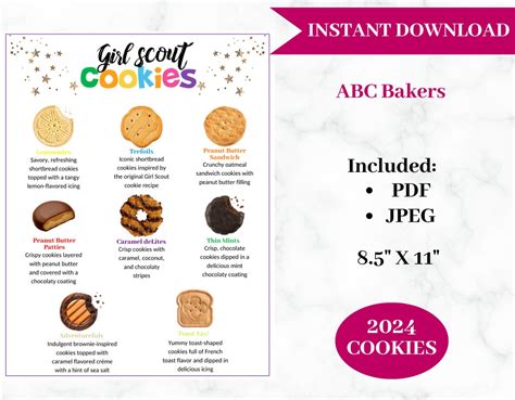 Abc Bakers Girl Scout Cookie Flyer No Caramel Chocolate Chip Etsy