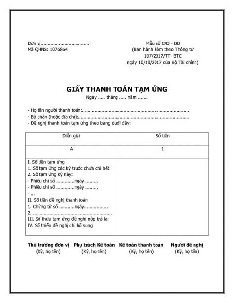 Download Mẫu đề nghị thanh toán tạm ứng chính xác mới nhất