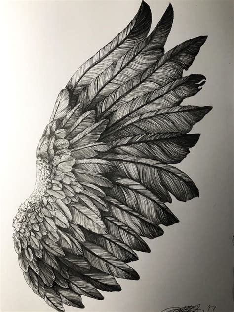 A Wing Made Of Marker And Pen Wings Drawing Angel Wings Drawing