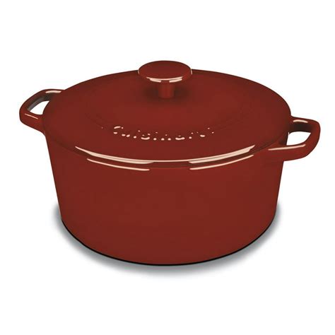 Cuisinart Chef S Classic Enameled Cast Iron 5 Qt Round Covered Casserole Cardinal Red Walmart