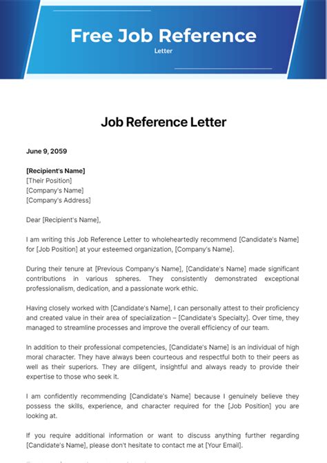 Job Reference Letter Template - Edit Online & Download Example | Template.net