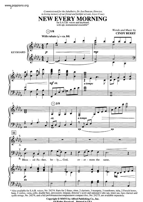 Hymn New Every Morning Sheet Music Pdf Free Score Download ★