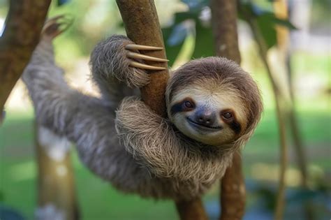 Premium AI Image | Baby Sloth in Tree in Costa Rica Generative AI