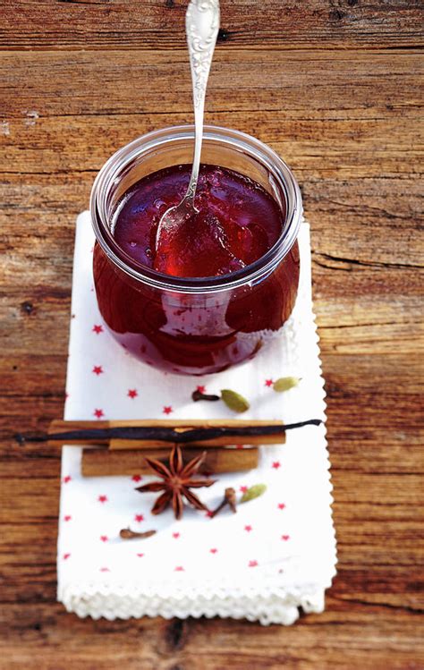 Homemade Red Wine Punch Jelly With Star Anise And Cinnamon Photograph