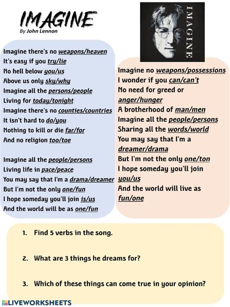 Imagine - John Lennon Lyrics | PDF