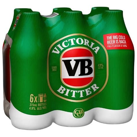 Victoria Bitter Bottles 6x375ml Value Beer Super Liquor