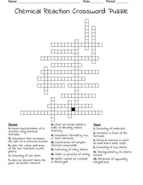 Chemical Reaction Crossword Puzzle Wordmint