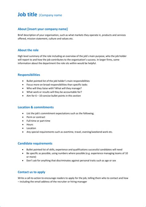 Job Description Template Medical Office