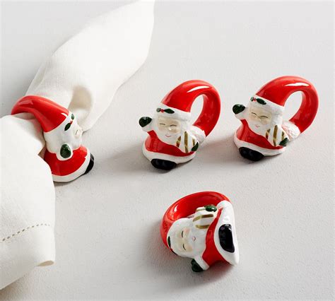 Ceramic Santa Napkin Ring Set Of Napkin Rings Christmas