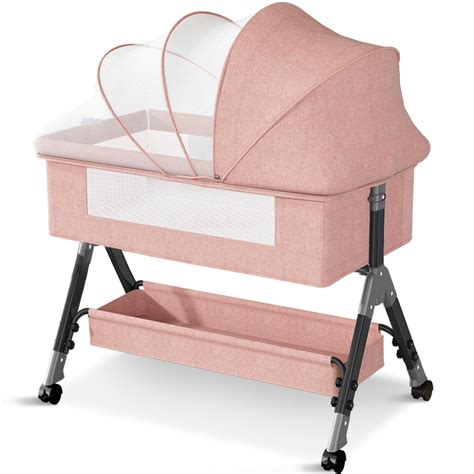 Hdj Baby Bassinet Adjustable Bedside Sleeper With 360°wheel Removable