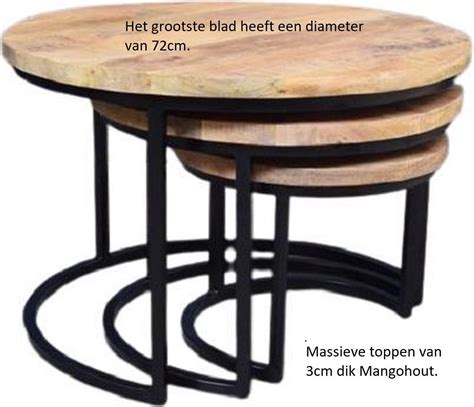 Koloniaal Teakhuis Salontafel Set 3 Delig Mangohout Naturel