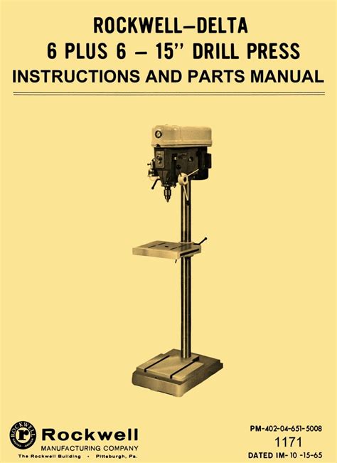 Rockwell Delta 15 665 15 660 15 Drill Press 6 Speed 6 Travel