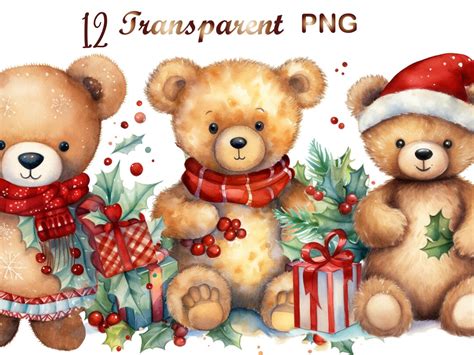 12 Christmas Teddy Bear Clipart PNG Teddy Bear Clipart Christmas