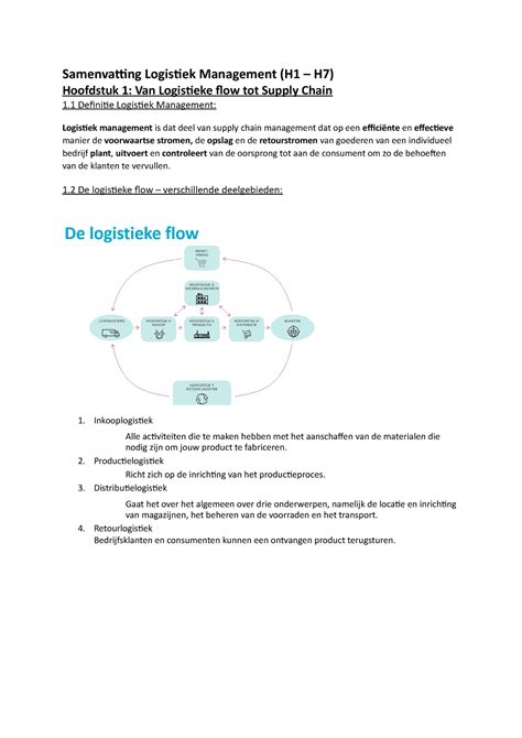 Samenvatting Logistiek Management De Logistieke Flow