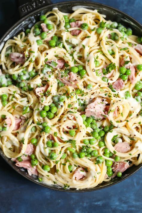 Ham And Peas Pasta With Garlic Parmesan Cream Sauce Damn Delicious