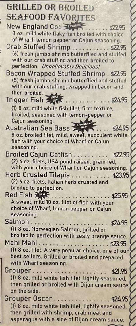 Fisherman's Wharf Menu, Hot Springs, AR