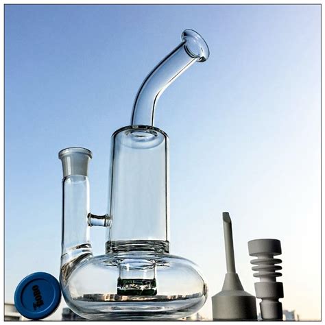 Dropshipping Bent Style Tornado Perc Glass Bong With Lifebuoy Base Cyclone Percolator 18mm