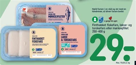 Finthakket Fiskefars Lakse Og Torskefars El M Rkesejfilet Tilbud Hos