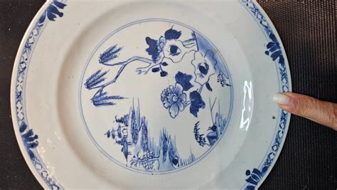 Proantic Plat Qianlong Porcelaine De Chine Bleu Blanc E Si Cle