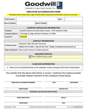 Fillable Online Employer Authorization Form Gwlsc Hr Fax Email