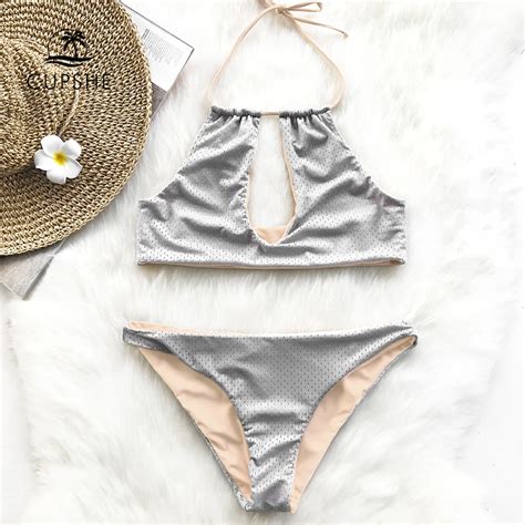 Buy Cupshe Reversible Pink And Grey Halter Bikini Sets