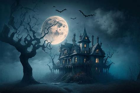 Haunted House with Dark Horror Atmosphere. Halloween Haunted Scene ...