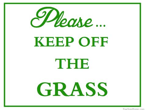 Printable Keep Off The Grass Sign