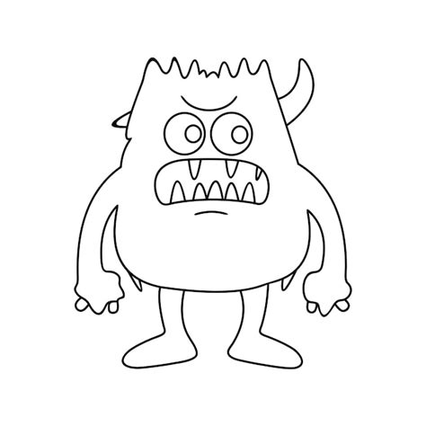 Monstre personnage drôle dessin à la main style dessin animé Vecteur