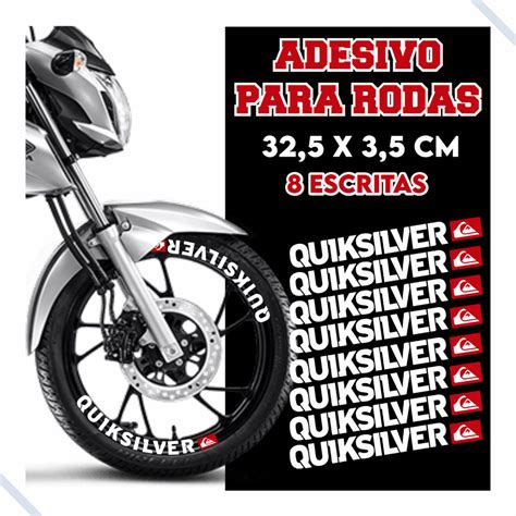 Adesivo Escrita QuikSilver Para Roda Moto Aro Kit De 8 Unidades Pode