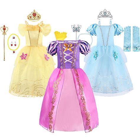 Rapunzel Costume For Kids Girl Cinderella Belle Dress Up Collection