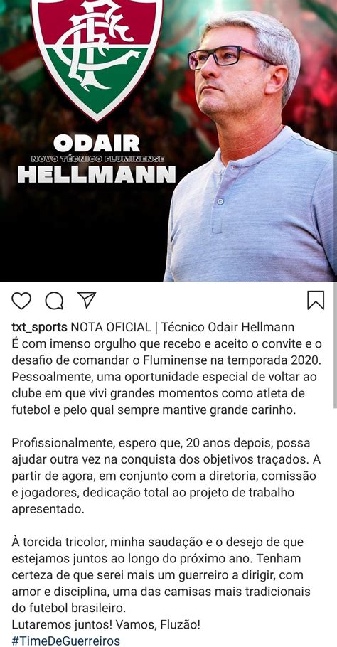 Odair Usa Rede Social Para Se Pronunciar Pela Primeira Vez Como T Cnico