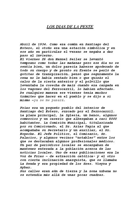 LOS DÍAS DE LA PESTE: Hechos en Frías (Sgo. del Estero) 1931 - Studocu
