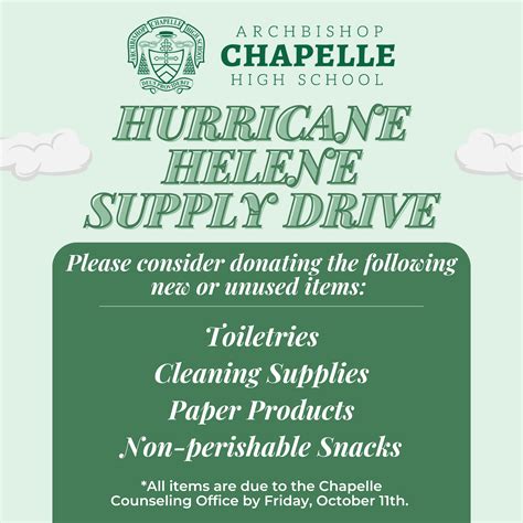 Hurricane Helene Supply Drive Oct