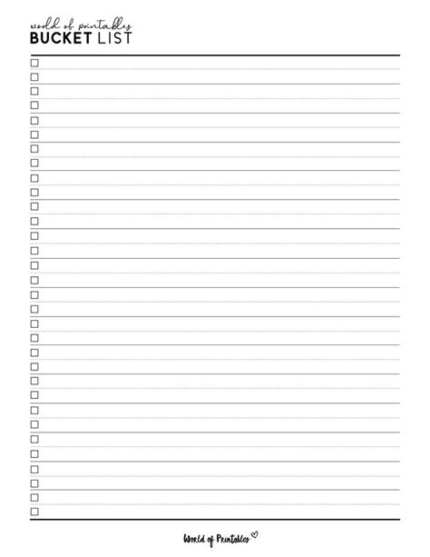 Free Printable Bucket List Template Printable Bucket List List