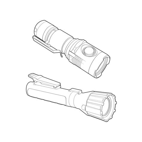 Set Of Flashlight Line Art Unique Image Collection For Coloring Books