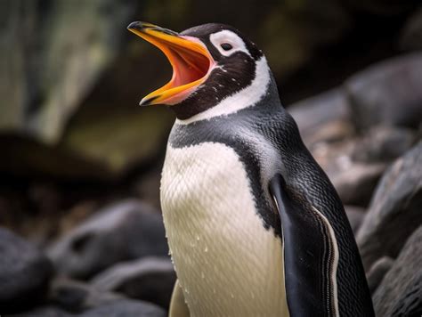 Un Pinguino Con La Boca Abierta Foto Premium