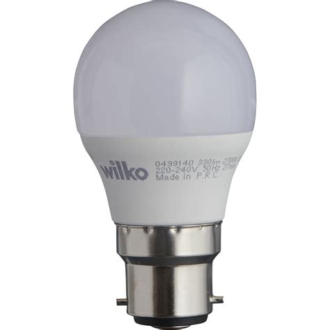 Wilko 2 Pack Bayonet B22 BC LED 330 Lumens 30W Non Dimmable Mini Globe