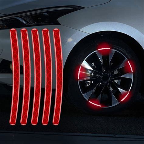 20pcs Reflective Strip Stickers Wheel Hub Rim Stripe Tape Decal Car