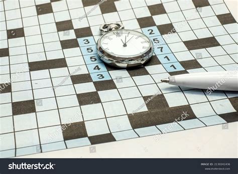 Crossword Puzzle Pencil Leisure Entertainment Clock Foto Stock