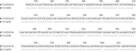 Alignment Of The Exon 3 Sequence Of B 13 02 01 01 With The Sequence Of