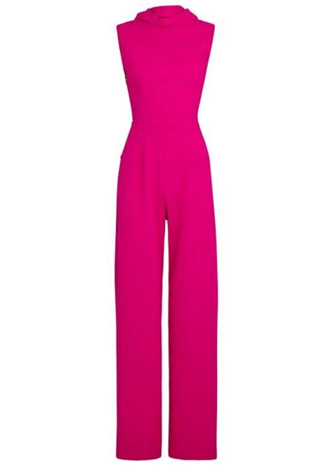 Roland Mouret Admaston Cerise Wide Leg Jumpsuit In Pink Modesens