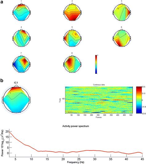 A Topographical 2 D Scalp Maps Of The Eight Independent Components