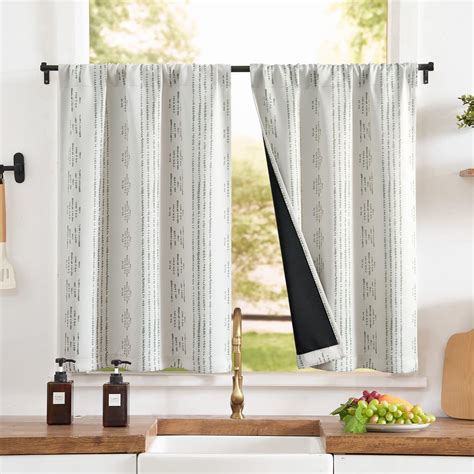 Amazon Jinchan 100 Blackout Boho Kitchen Curtains 24 Inches Tier