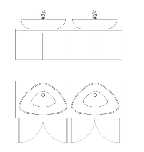 His Hers Double Bathroom Vanity Sink Unit Dwg Thousands Of Free CAD