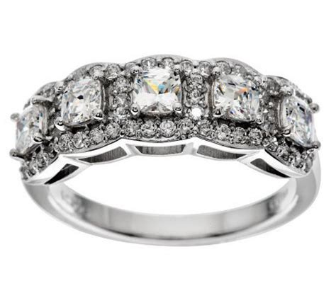 Epiphany Diamonique 5-Stone Halo Band Ring — QVC.com