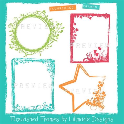 Floral Frames Clipart Floral Photo Frame Floral Digital - Etsy