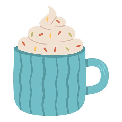 Hot Creamy Drink In A Mug Autumn Aesthetics Illustration In Flat