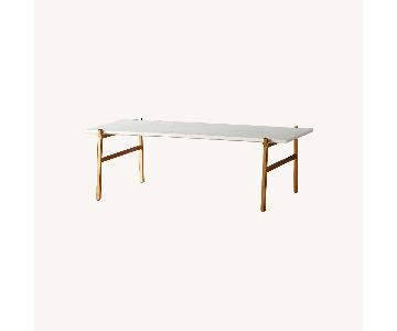 Slab Large Marble Coffee Table With Brass Base Aptdeco