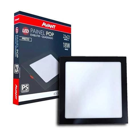 Painel Plafon Luminaria Embutir Quadrado Preto Teto Gesso Forro Pvc Led